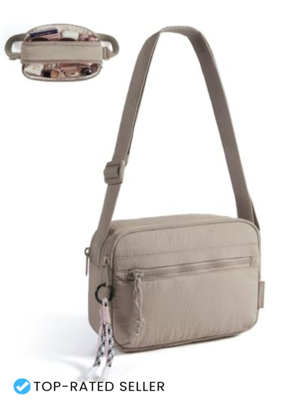 Small Crossbody Bag Water-Resistant Nylon Travel Purse Adjustable Strap